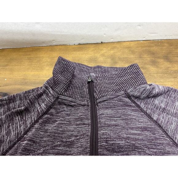 Lululemon Swiftly Wool 1/2 Zip Pullover Womens Size 8 Black Cherry Long Sleeve - Picture 4 of 14